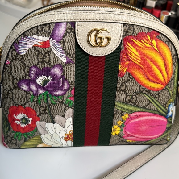 GUCCI Ophidia GG Marmont logo Supreme Flora white leather crossbody Shoulder Bag - Picture 11 of 15